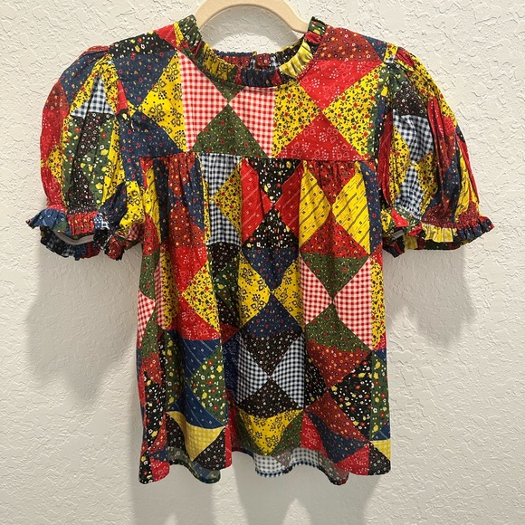 NWOT Doen Alida Patchwork Top - Picture 2 of 5